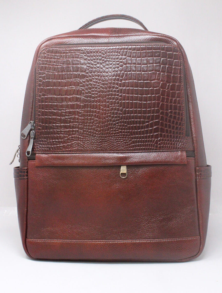Voyager Rank Genuine Leather Brown Backpack Dharavi Market